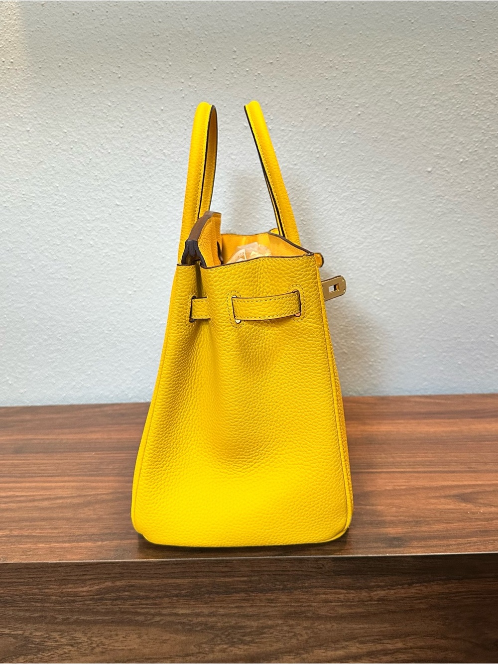 INSPIRED Togo Leather Structured Tote in Vibrant Yellow - Size 35 GOLD Hardware - Picture 6 of 15